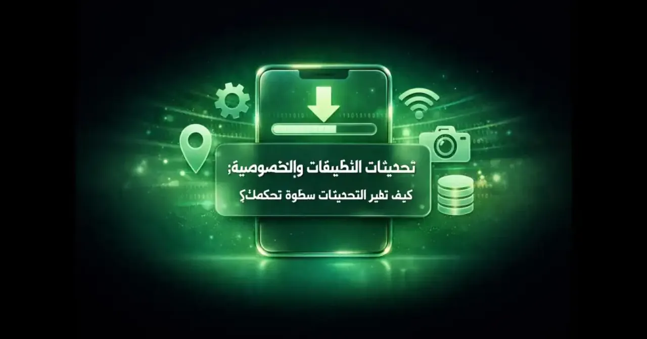 هاتف ذكي يعرض إشعارات تحديث التطبيقات مع رموز الخصوصية