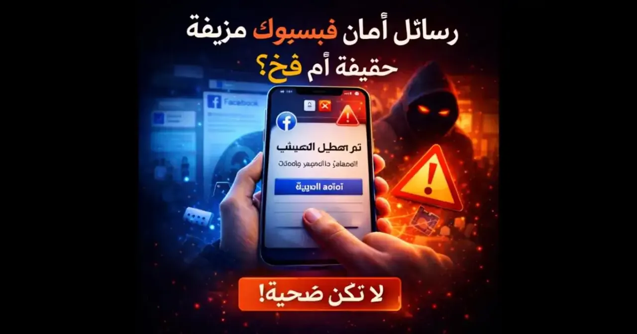 هاتف ذكي يعرض رسالة أمان فيسبوك تبدو مشبوهة
