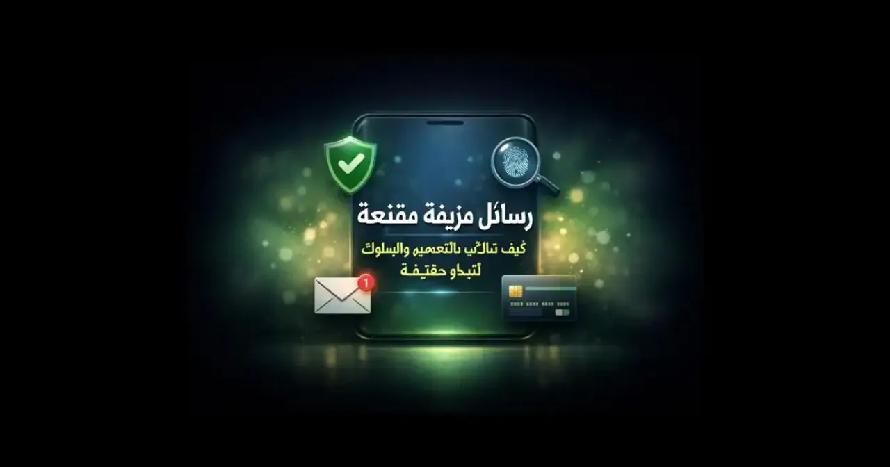 إشعار رقمي يبدو واقعيًا يرمز إلى رسائل مزيفة مقنعة في بيئة هاتف ذكي