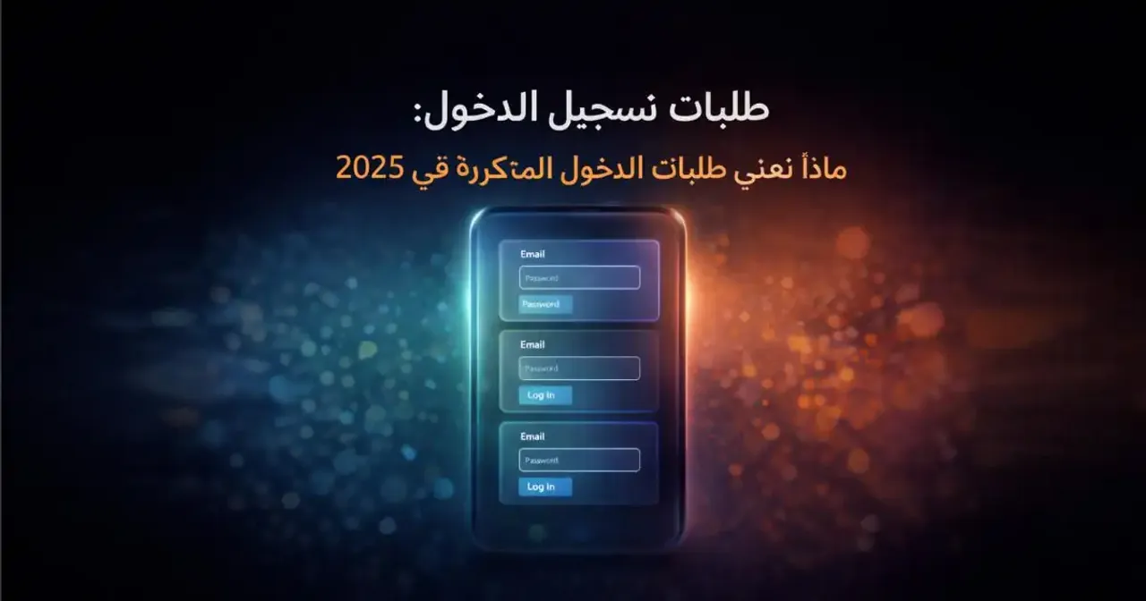 تصميم بسيط لهاتف يعرض شاشة تسجيل دخول متكررة بخلفية داكنة متدرجة