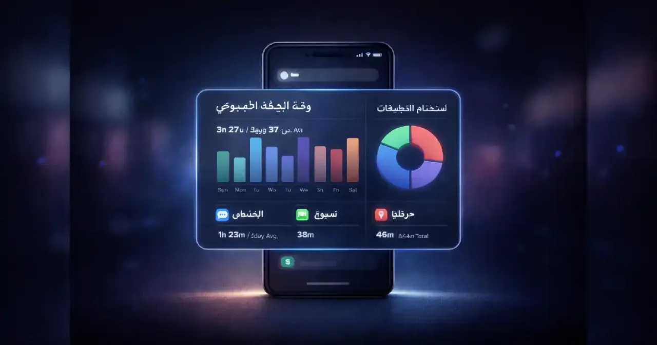 هاتف ذكي يعرض تحليلات نشاط التطبيقات وأنماط الاستخدام