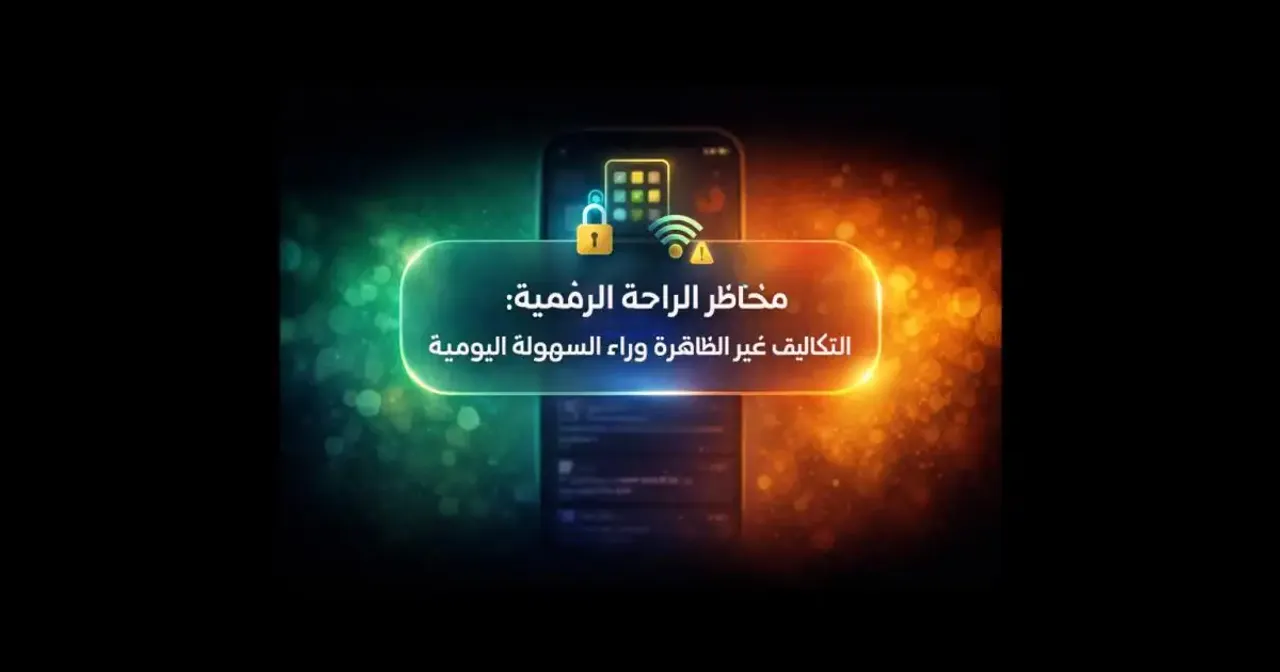 واجهة هاتف ذكي حديثة ترمز إلى مخاطر الراحة الرقمية والتوازن في الاستخدام