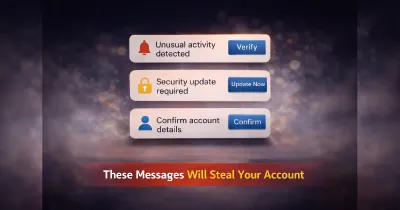 Account stealing messages designed to appear safe and trustworthy
