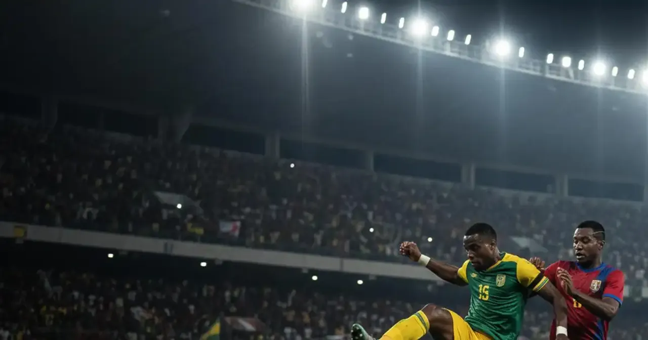 Uganda vs Nigeria match under AFCON stadium lights