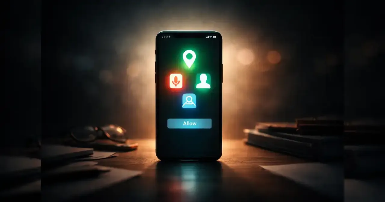 نافذة أذونات تطبيق تطلب الوصول إلى بيانات الهاتف