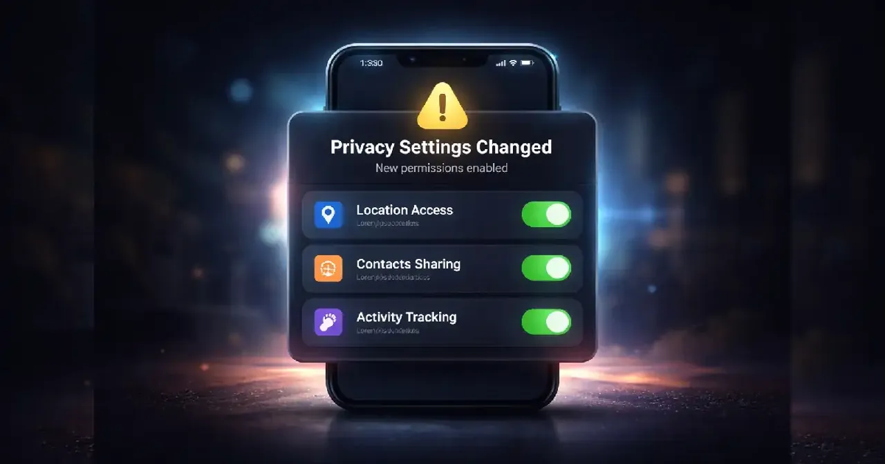 Mobile apps updating privacy settings silently on a smartphone screen