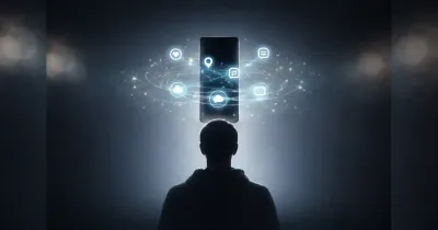 تصوير تجريدي يوضح بيانات استخدام التطبيقات وأنماط السلوك