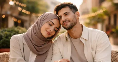 زوجان عربيان في الثلاثينيات يتشاركان لحظة هادئة