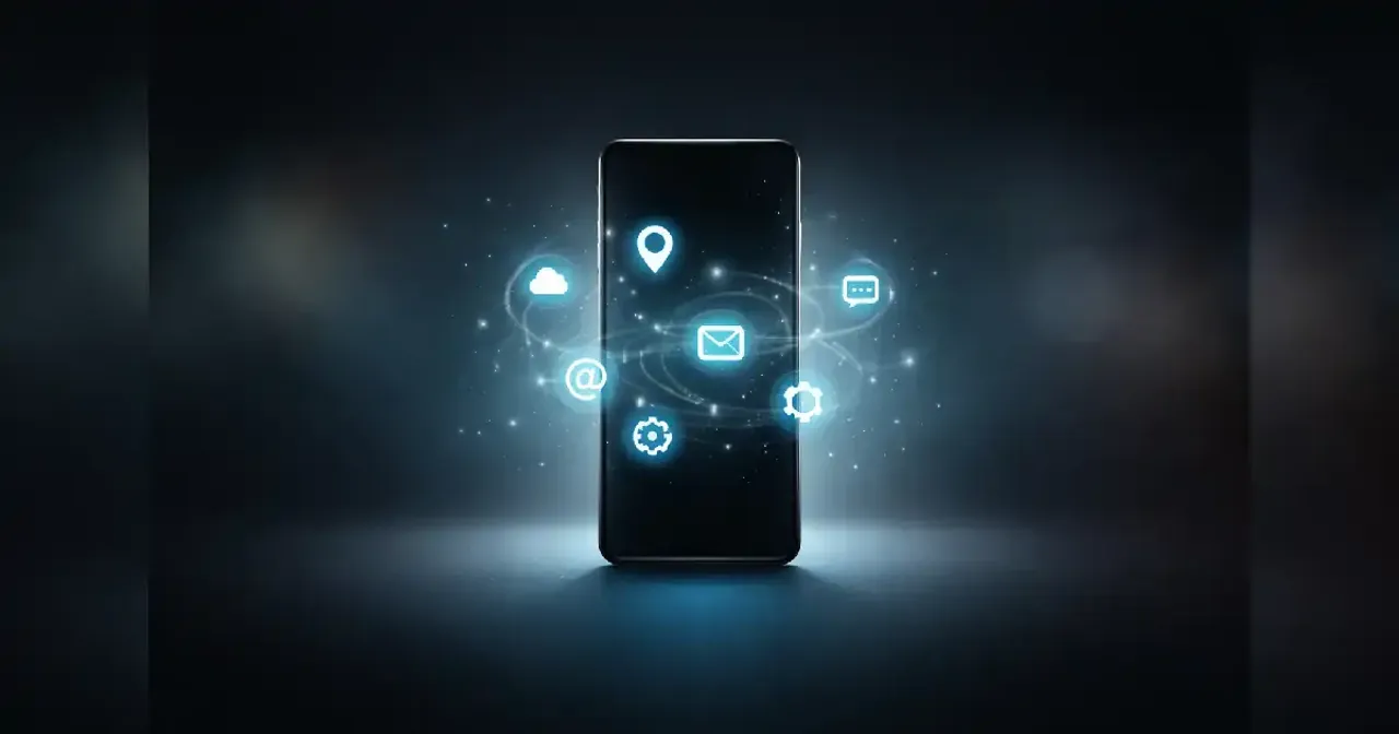 Illustration showing a smartphone with hidden background app activity