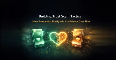 Conceptual illustration of a digital handshake formed from chat messages symbolizing trust manipulation