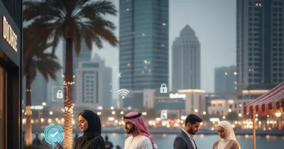 أشخاص في مدينة خليجية يستخدمون الدفع الإلكتروني