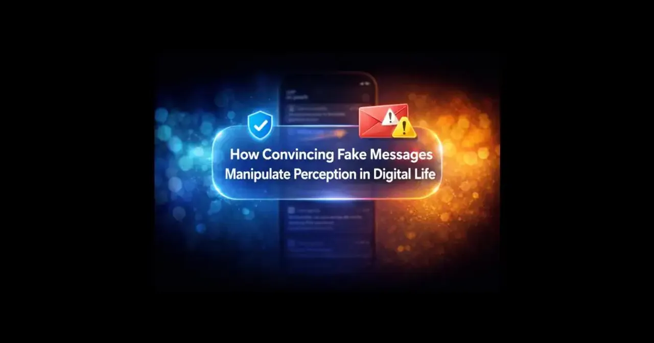 A symbolic digital notification designed to resemble convincing fake messages in a modern smartphone interface