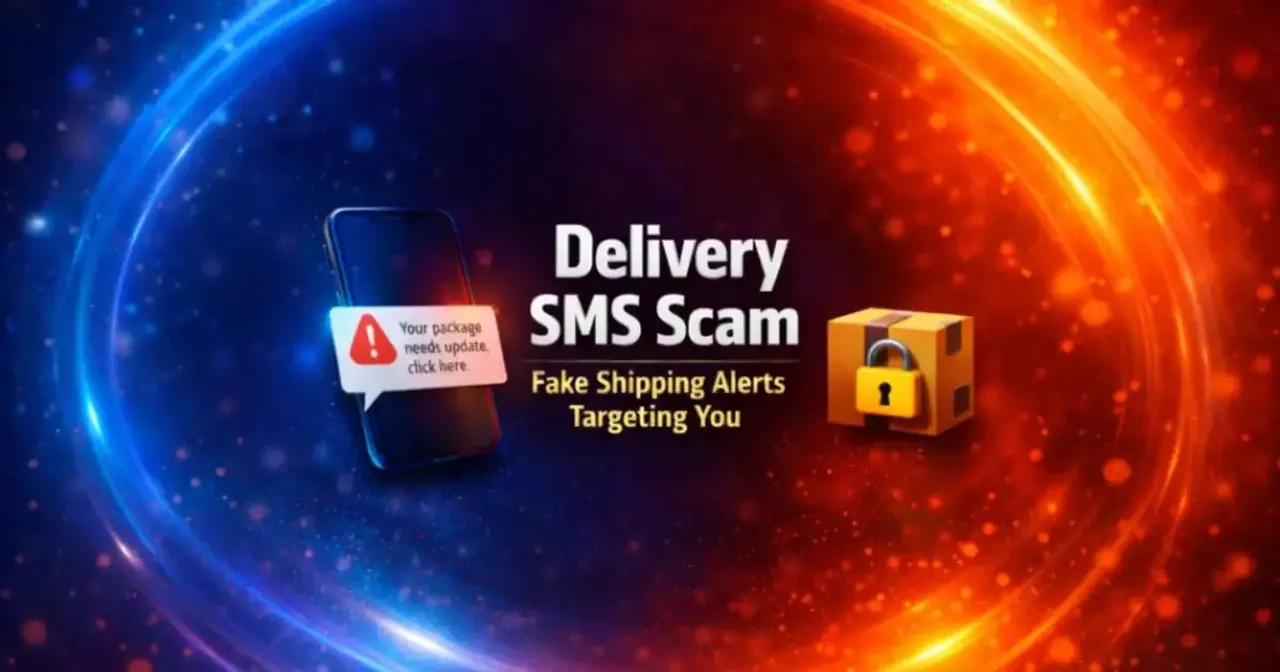 A smartphone displaying a suspicious delivery SMS message