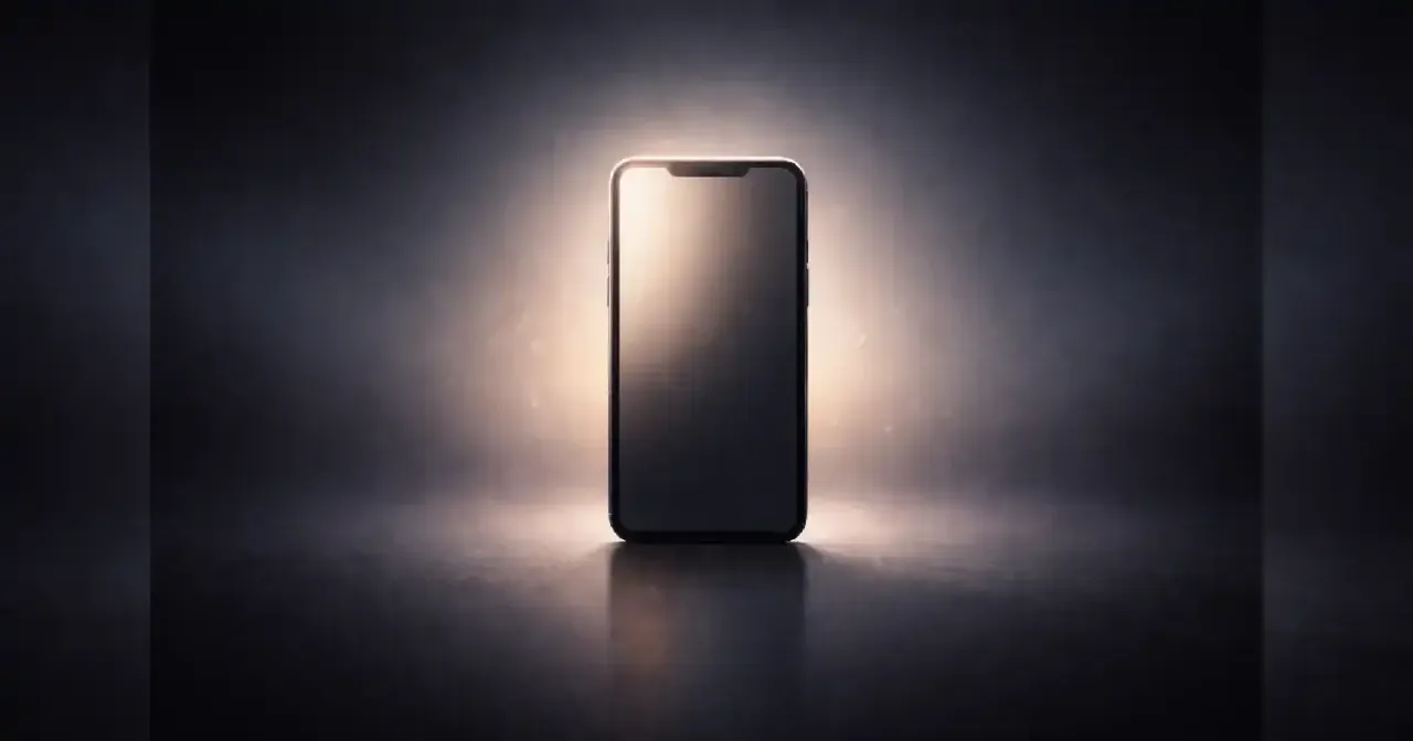 Symbolic image showing a single smartphone centered in darkness, representing adaptive digital scams