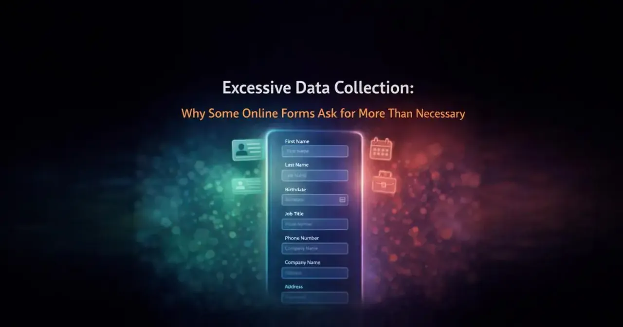 Minimalist digital illustration of a long online form with multiple highlighted data fields