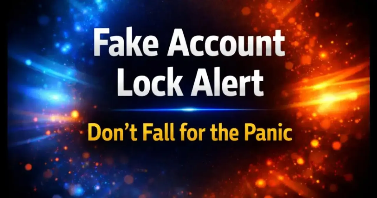 Smartphone displaying a fake account lock alert notification with urgent warning message