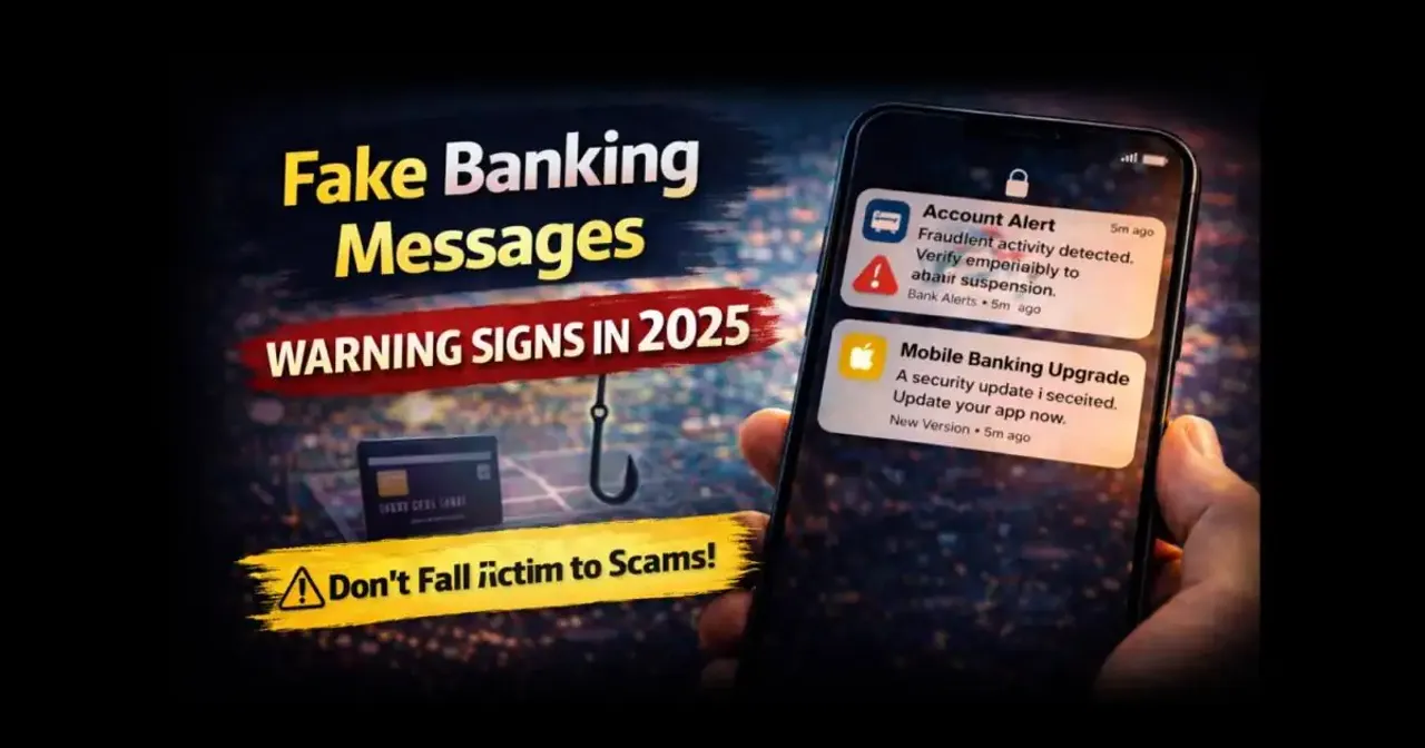 Smartphone displaying a suspicious banking alert message warning about account activity