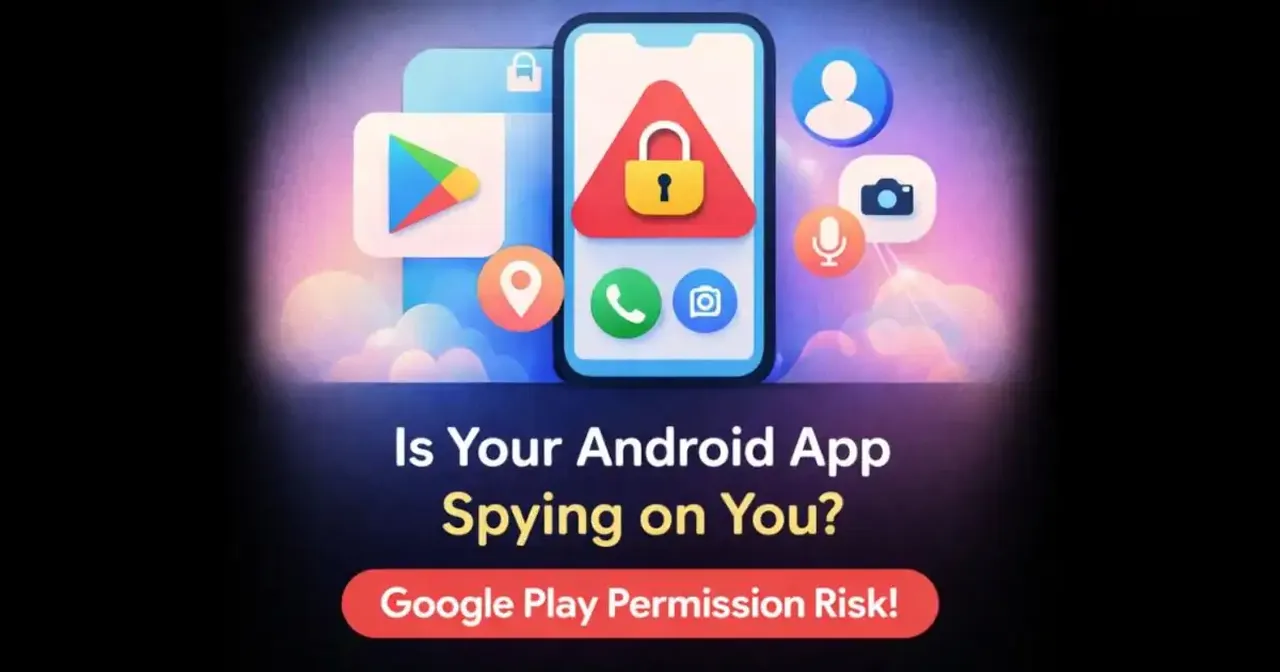 Illustration showing mobile app permissions and privacy concerns on Android