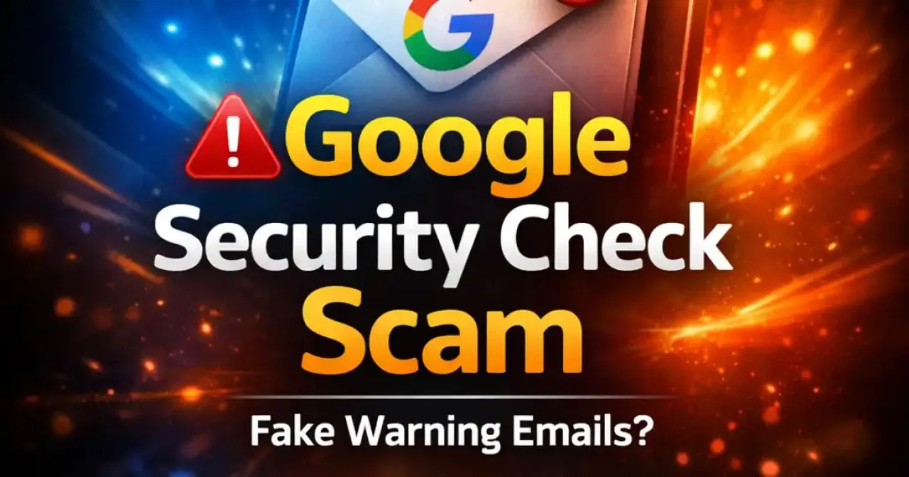 Example of Google security check scam email saying Security Check Required