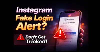 Smartphone displaying an Instagram fake login alert email on screen
