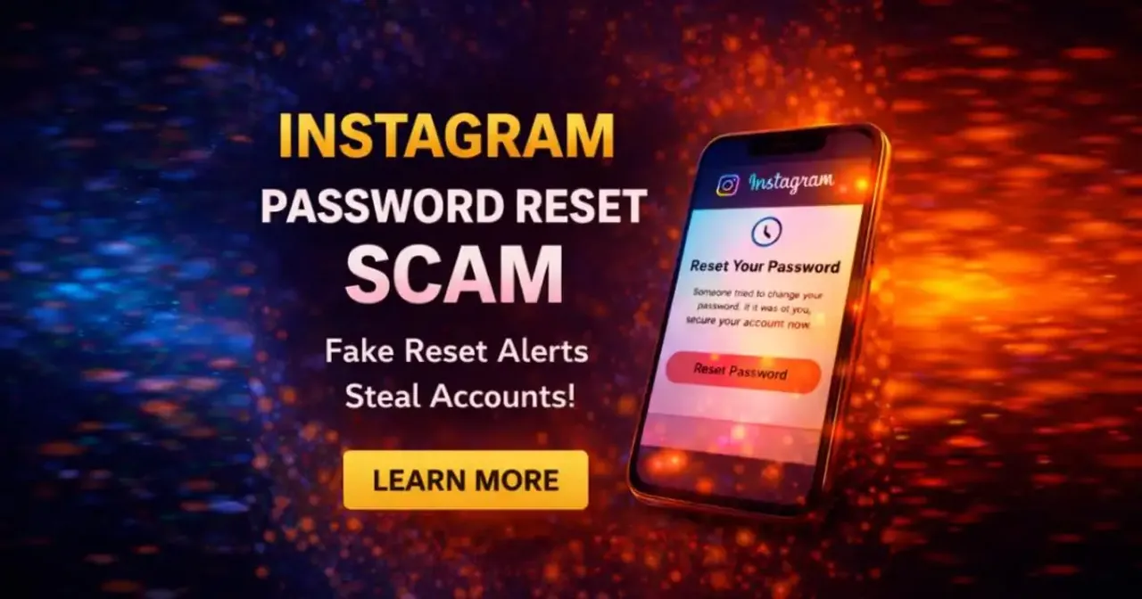 Smartphone showing a fake Instagram password reset scam message
