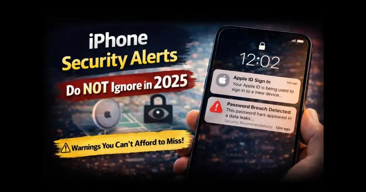 iPhone displaying a security alert notification about Apple ID or password breach