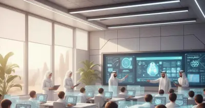 طلاب في السعودية يستخدمون أجهزة رقمية في بيئة تعليمية حديثة عبر الإنترنت