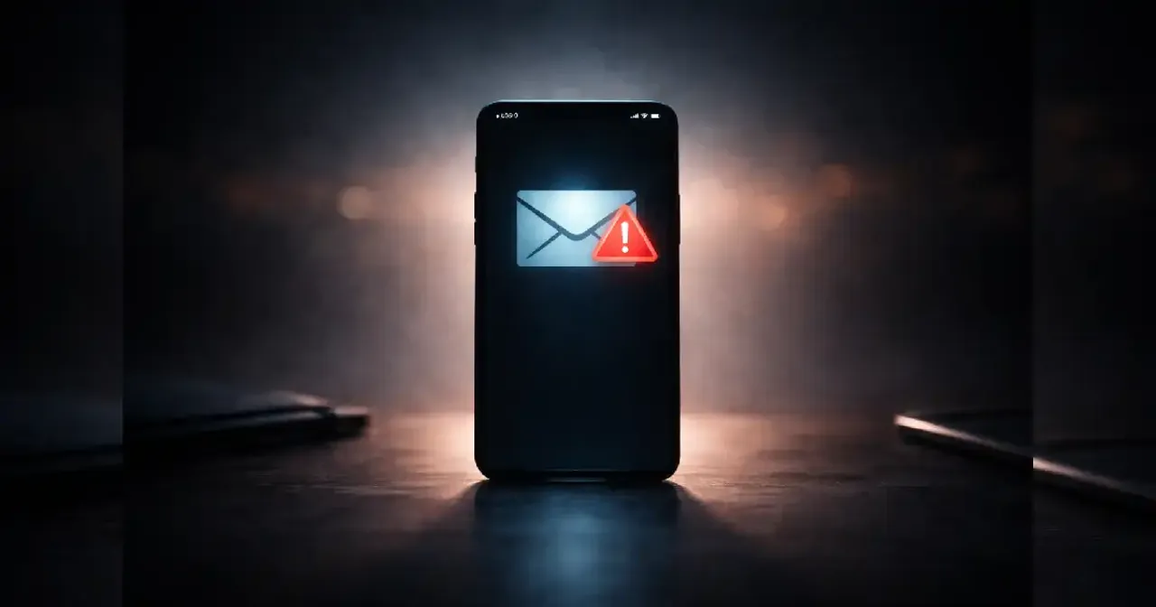 رسالة احتيال رقمية تظهر على شاشة هاتف ذكي
