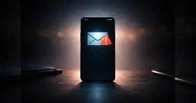 رسالة احتيال رقمية تظهر على شاشة هاتف ذكي