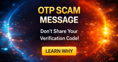 Smartphone displaying a suspicious OTP scam message asking for a verification code