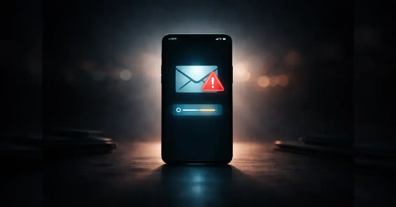 رسالة مشبوهة تحتوي على رابط تصيّد إلكتروني على الهاتف