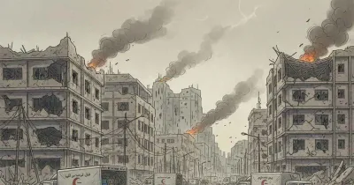 مشهد من صراع السودان في الخرطوم يظهر دمار المباني ونزوح المدنيين