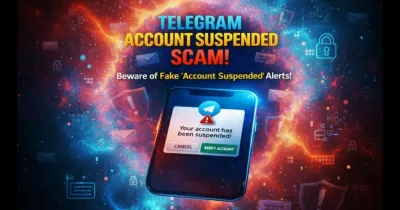 Smartphone screen showing fake Telegram account suspended notification