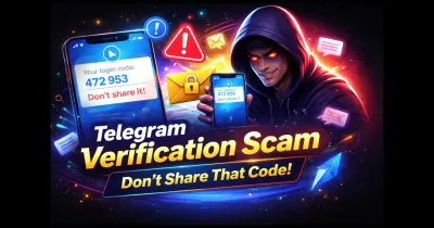 Illustration showing a Telegram verification code message being misused in a scam