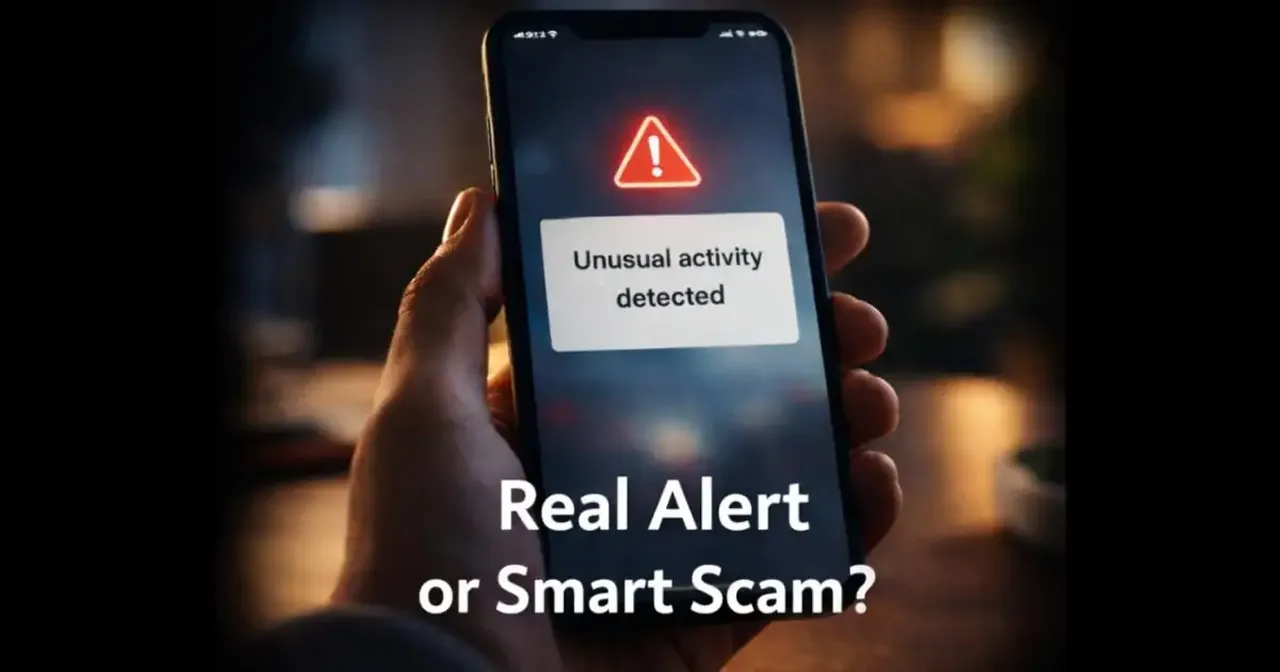 Phone showing unusual activity detected bank SMS alert