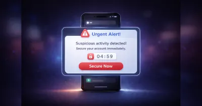 Smartphone displaying an urgent notification with red alert badge inside a modern UI card