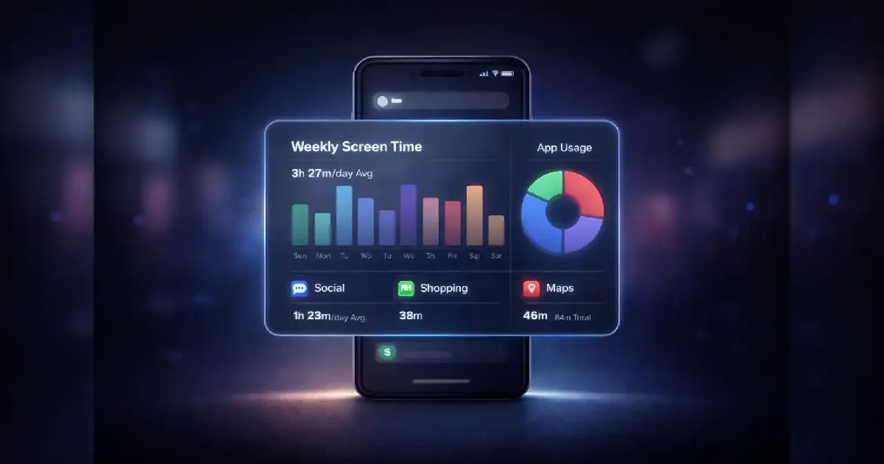 Smartphone screen displaying app activity analytics and behavioral data patterns