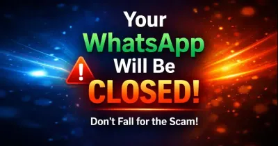Smartphone displaying a WhatsApp account closure scam message warning about account suspension