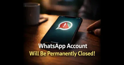 Smartphone screen showing WhatsApp account permanently closed warning message