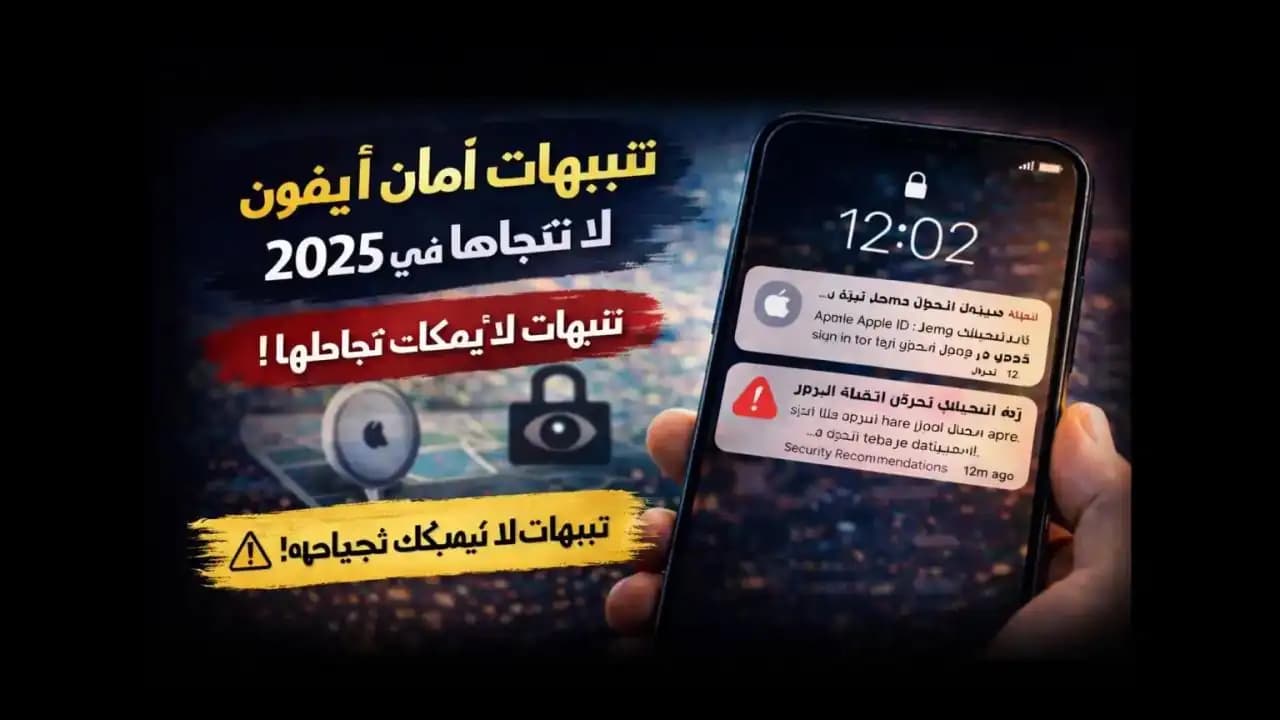 هاتف آيفون يعرض تنبيه أمني حول نشاط Apple ID أو كلمة مرور مخترقة