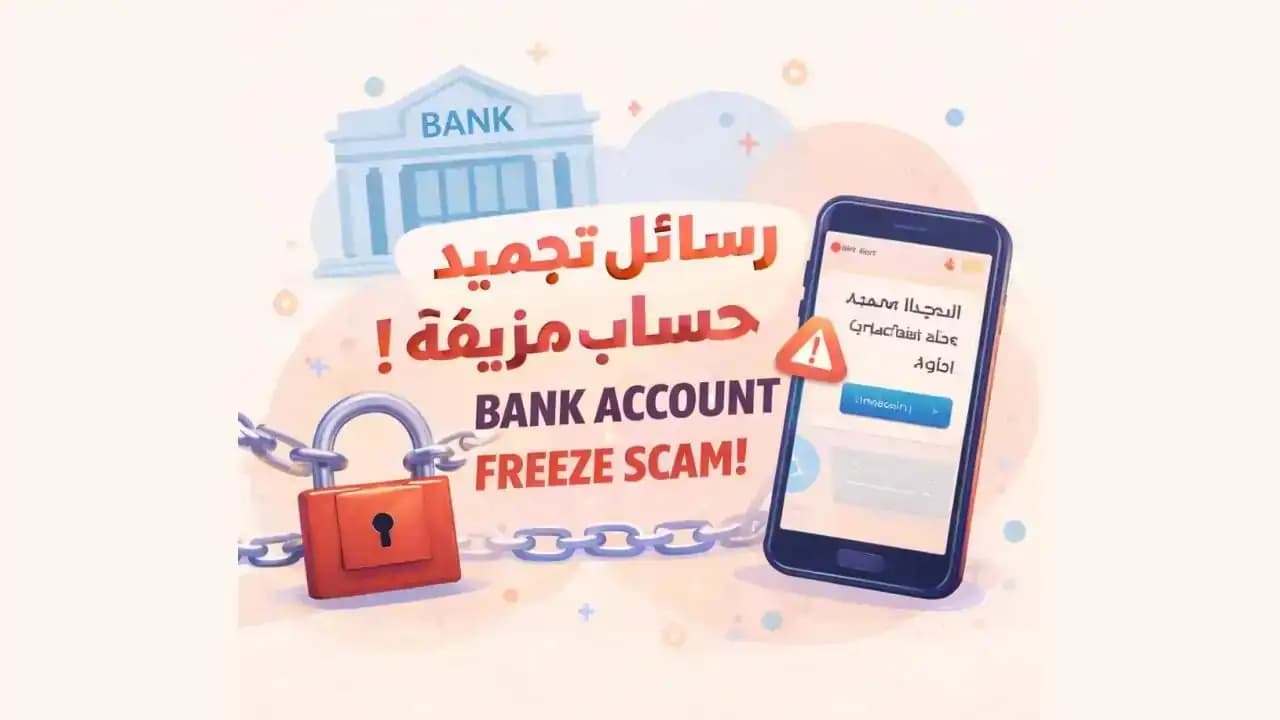 إشعار رسالة تدّعي تجميد الحساب البنكي على الهاتف