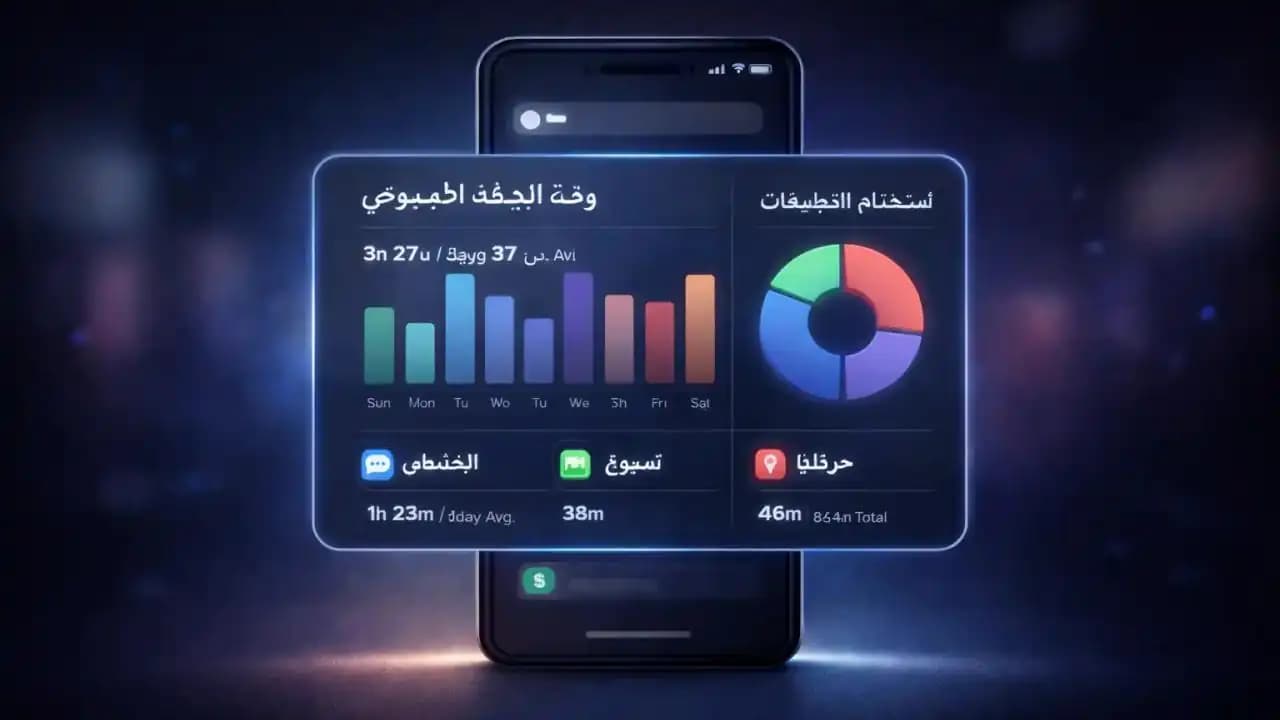 هاتف ذكي يعرض تحليلات نشاط التطبيقات وأنماط الاستخدام