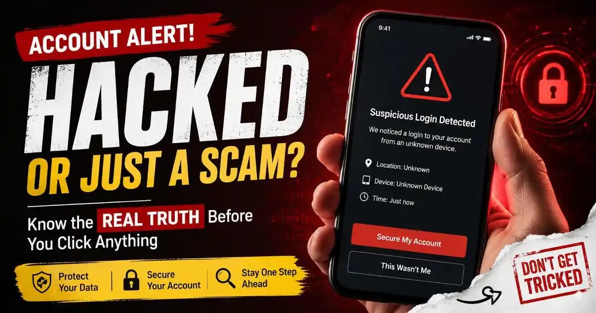 Account hacked alert appearing on a smartphone security notification screen