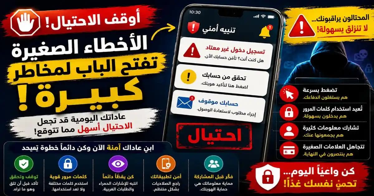 أخطاء الاحتيال الإلكتروني تظهر عبر سلوك سريع وتنبيهات مزيفة على الهاتف