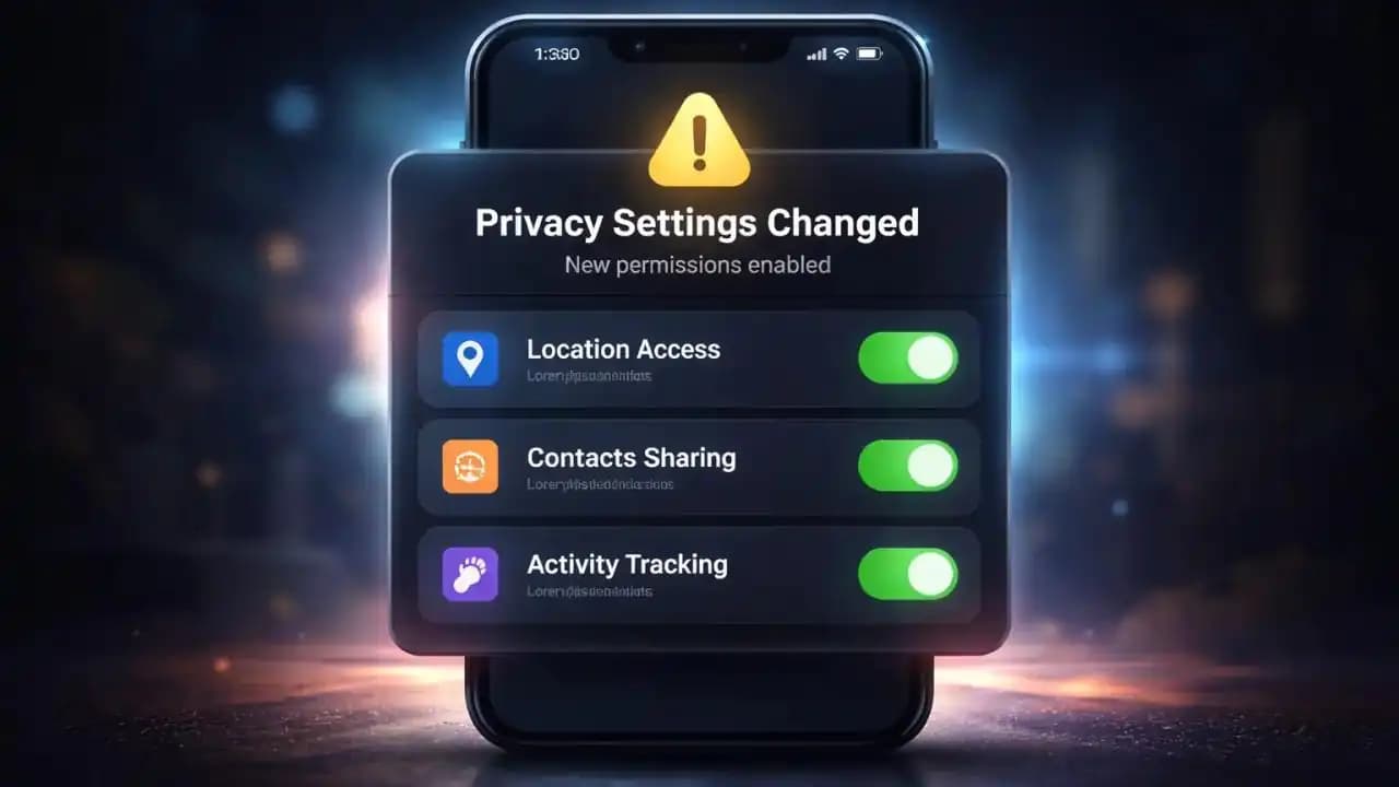 Mobile apps updating privacy settings silently on a smartphone screen