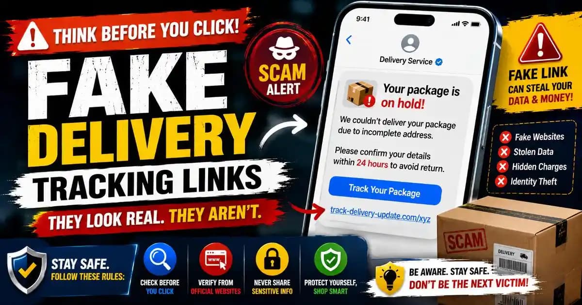 Fake delivery tracking link appearing on a smartphone notification