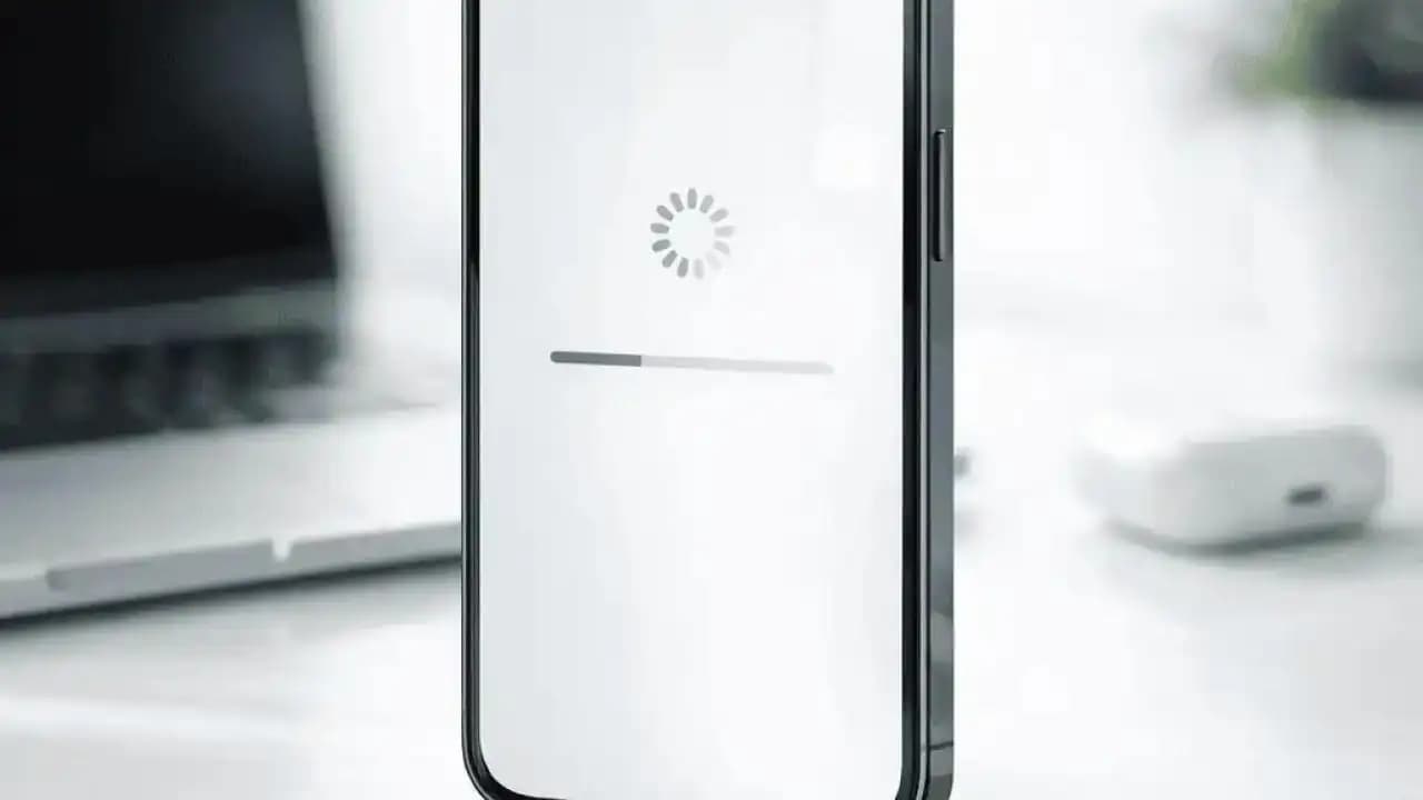 هاتف آيفون يعرض شاشة تحديث iOS 26.2 بواجهة حديثة