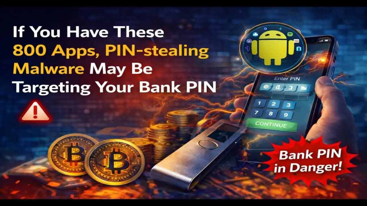 Phone screen showing a banking app at risk from PIN-stealing malware hidden inside apps