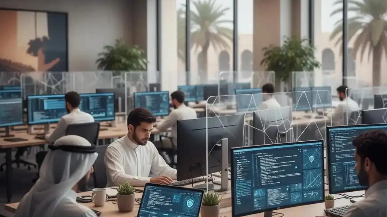 مطورو تقنيات يعملون على بيانات رقمية