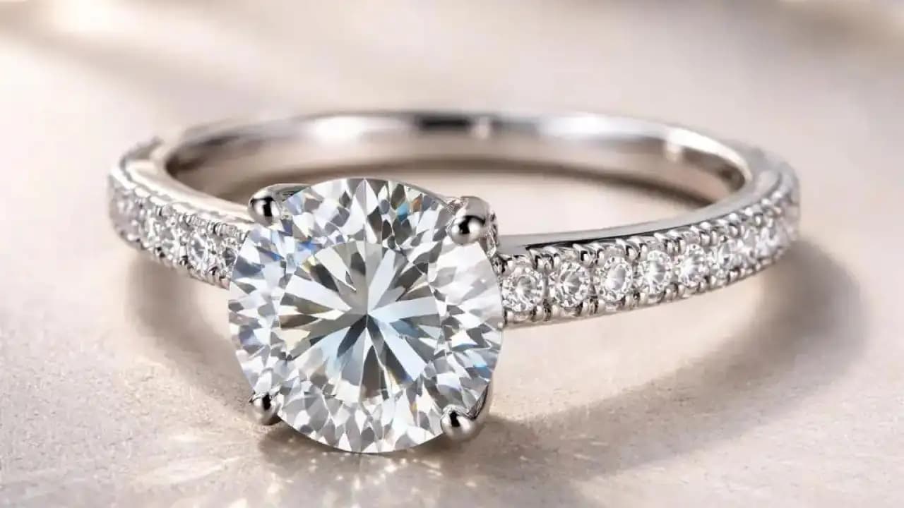 خاتم ألماس مصنع مخبريًا بتفاصيل دقيقة